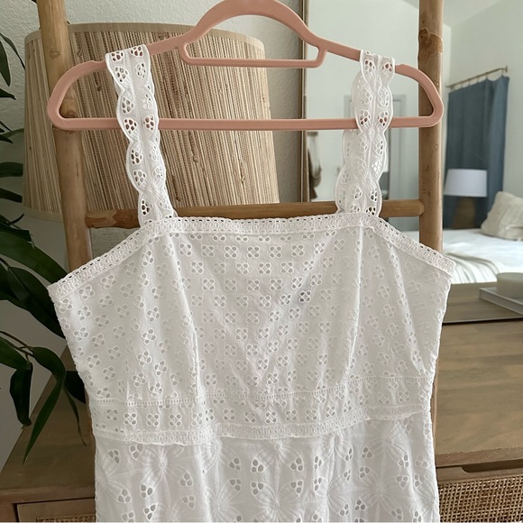 Ann Taylor White Lace Strap Eyelet Flare Dress Sz 12 - Picture 4 of 8